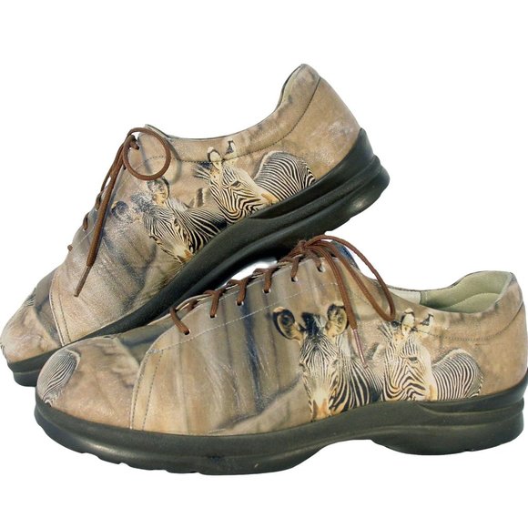 ICON Los Angeles Zebra Safari Leather Oxford Shoes Women's 8.5 - Made in USA - Picture 7 of 11